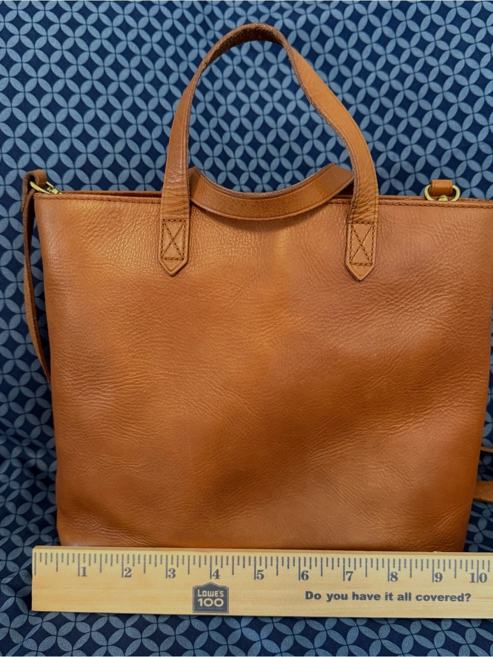 Madewell Tan Leather Transport Crossbody Tote with Top Handles & Removable Strap - Picture 3 of 10